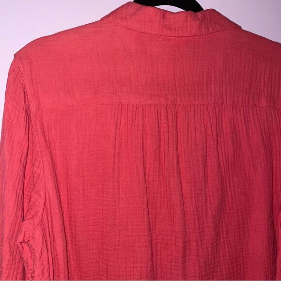 J Jill XLP Blouse Pink Muslin Cotton Button Collar - Picture 7 of 8